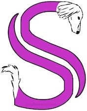 Zīmēts suņa attēls, kas ir arī burts S